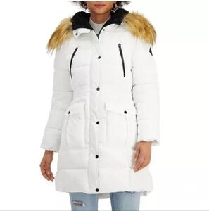Steve Madden Hooded White Puffer Coat Jacket X-Large